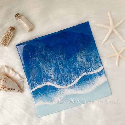 海と白波のキャンバスアート20x20✳︎海レジンアート