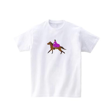 乗馬Tシャツ-西部を駆ける馬（白）