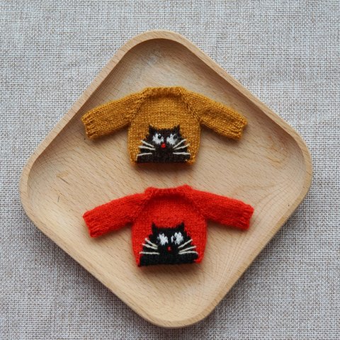 【オビツ11】ニットセーター猫ob11 ドール服 ねんどろいどどーる ドール衣装  1/12サイズ