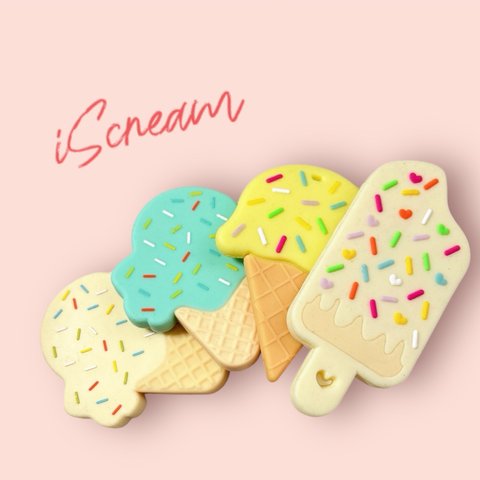 アイスクリーム歯固め  赤ちゃんのおもちゃ【 ホルダーとSET購入のみ!!】 iScream シリコン 