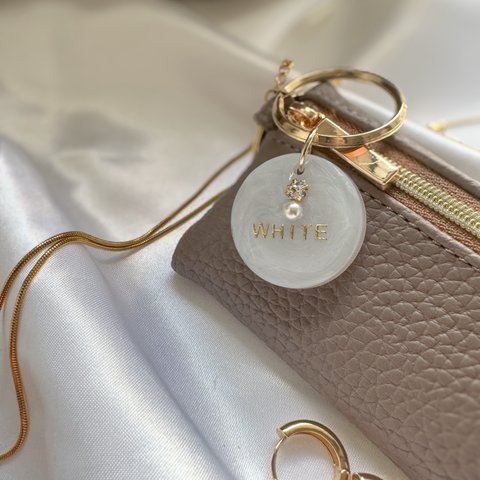 大人のネームキーホルダー･:*+【White】