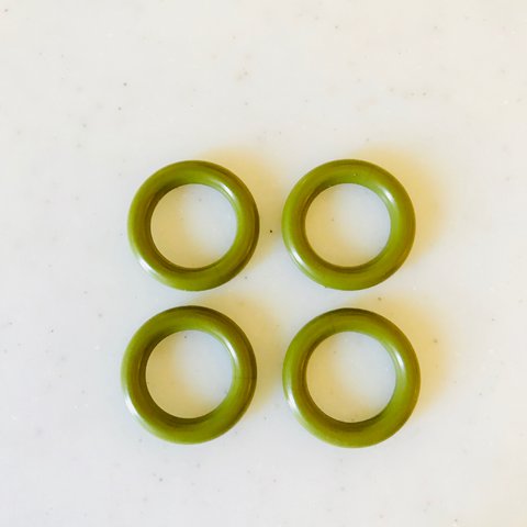 Vintage Khaki Green Ring Beads 《6183》