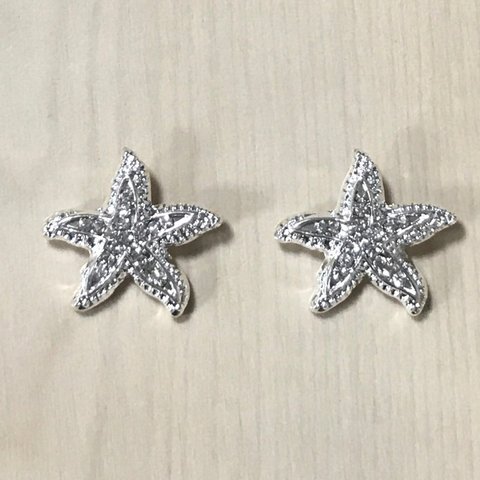 SILVER CRYSTAL RHINESTONE STAR FISH BUTTON PARTS