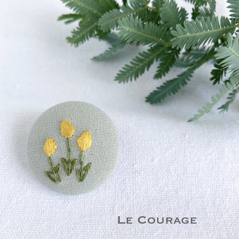 【mini】チューリップの刺繍ブローチ⑥