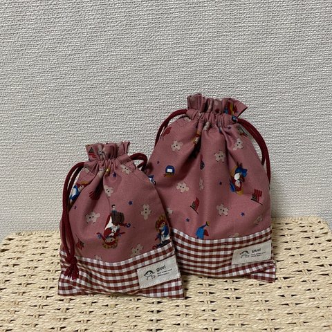 巾着☆三つ編み女の子 〈ピンク〉2つセット