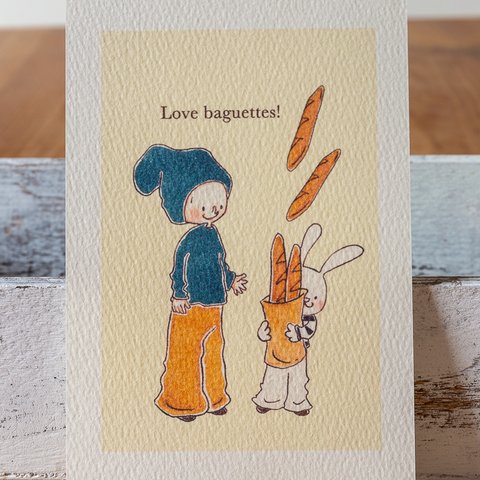 "Love baguettes" 【No.076】ポストカード２枚セット