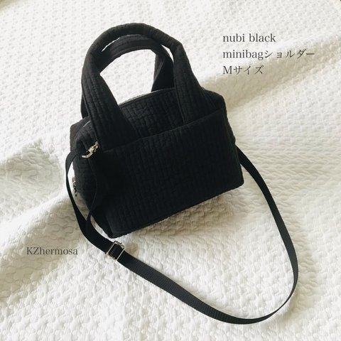 Mサイズ　nubi black　minibagショルダー　持ち手太めver. ヌビバッグ　ミニバッグ　おむつポーチ　マザーズバッグ　受注制作