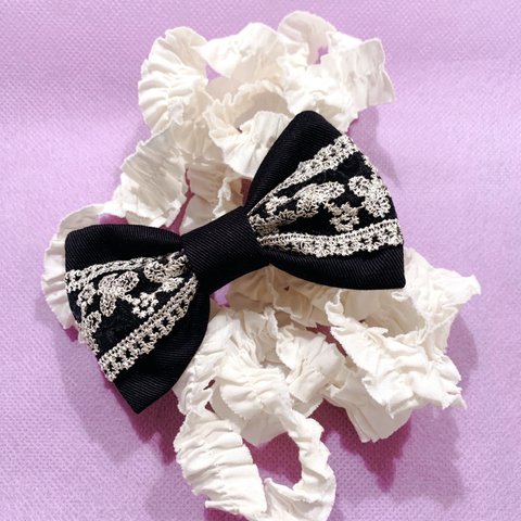 baby headband lace ribbon   ベビーヘアバンド　レース　リボン　ブラック