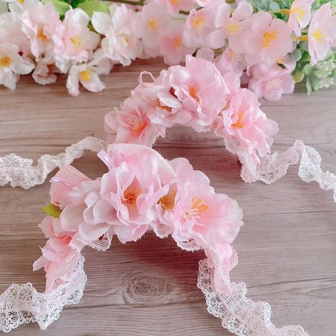 ワンコ用アクセサリー♡桜🌸🍃𓂃𓈒𓏸︎︎︎︎カチューシャ