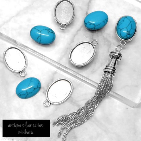 fake turquoise (8pcs)antique silver charm kit