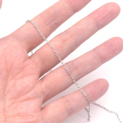 S045-S　ニッケルフリー　極細　ロングクロスチェーン　シルバー　3mm×1.5mm　2メートル