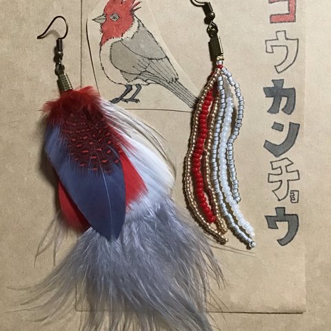 受注生産★鳥ピアス【コウカンチョウ】