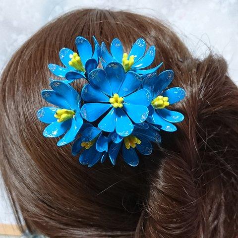 青い花のかんざし