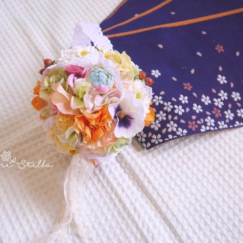 七五三  ball bouquet  *** lace orange