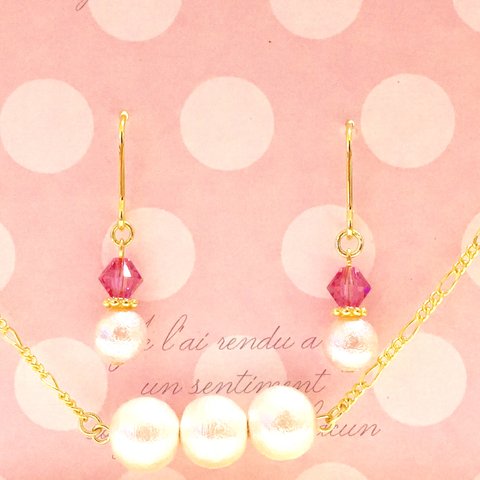 Pink Pearl Pierce&necklace