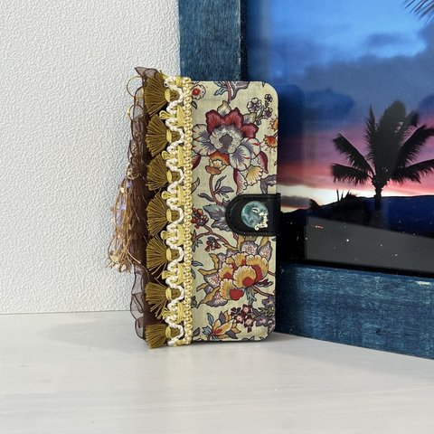 受注製作》brown×ethnic flower iPhoneケース/スマホケース❁♡ほぼ 全機種対応　iPhone14 Pro