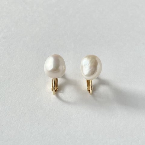 〜Baroque pearl earring〜　大粒バロック真珠の一粒イヤリングＬＬ