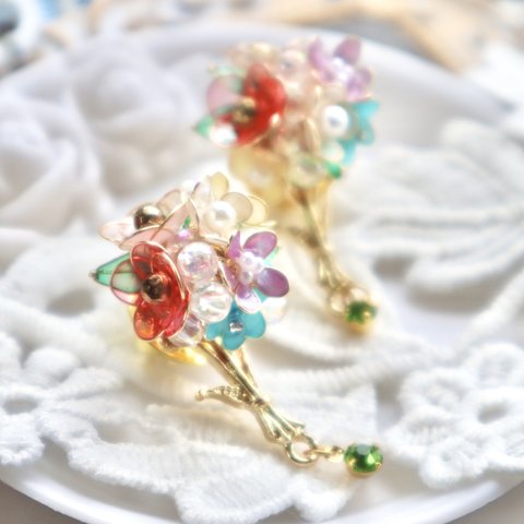 小さなメーデーの花束ブローチ　-Queen of May-  ディップフラワーアートアクセサリー　