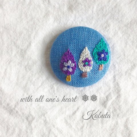 雫の森  刺繍ブローチ ヘアゴム