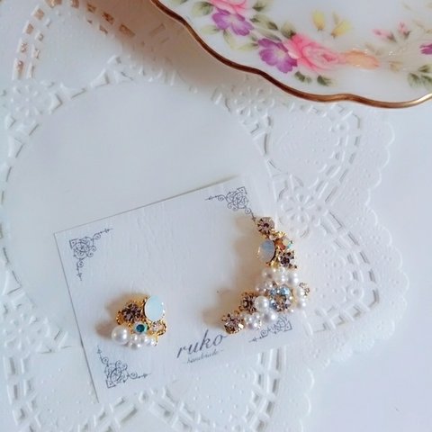 bijou♡イヤーカフ　＊white opal＊