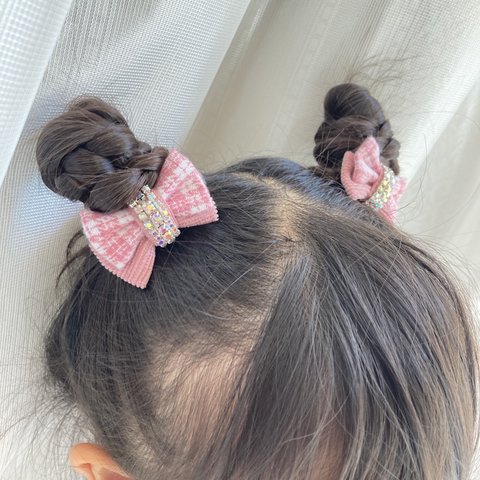 2個セット キッズヘアゴム リボン ピンク