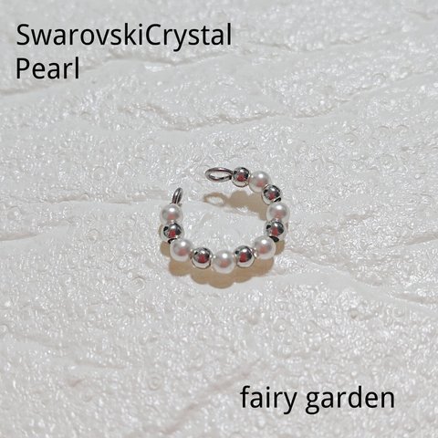 SwarovskiCrystal Pearl イヤーカフ　アレルギー対応