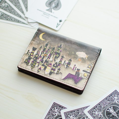 カードケース「黒猫と三日月の街」