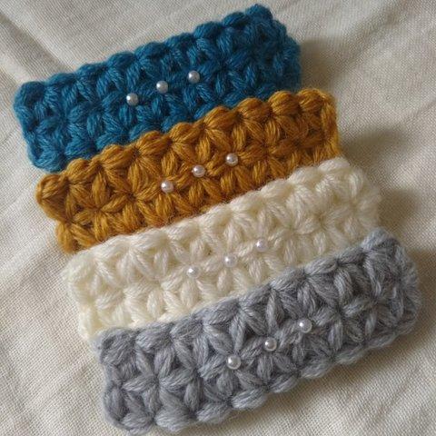 4色から選べる リフ編み ニットバレッタ