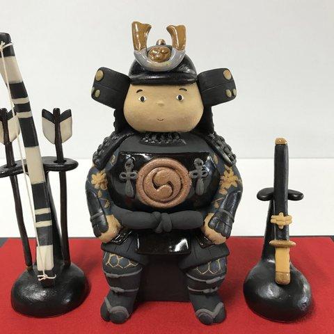 武者セット（五月人形）Ｆ-170-1　陶製　/Samurai/男孩五月节玩偶