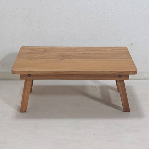 木製 チーク無垢 ミニテーブル アウトドア ローテーブル  チーク色 小ぶり 折畳 脚折れ desk115