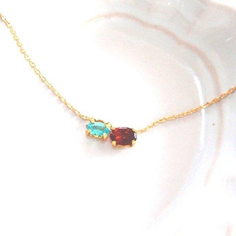 k10- sinkaigyo - Paraiba Tourmaline & Garnet Necklace