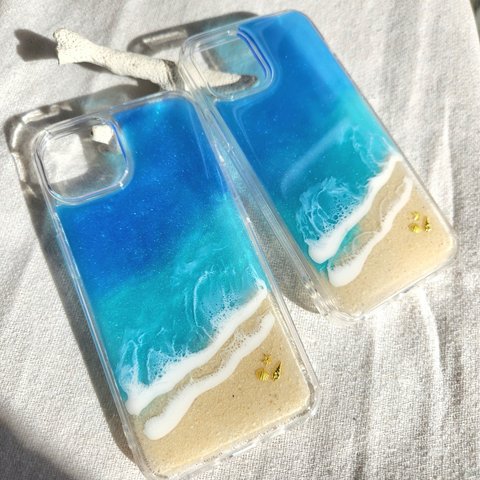 【人気商品】海スマホケース iPhoneケース 海  青 夏 波打ち際 スマホショルダー