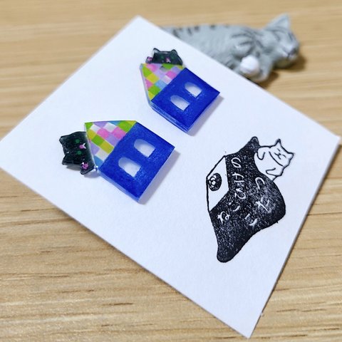 北欧風 黒猫 ✱ ピアス ✱ ハンドメイド