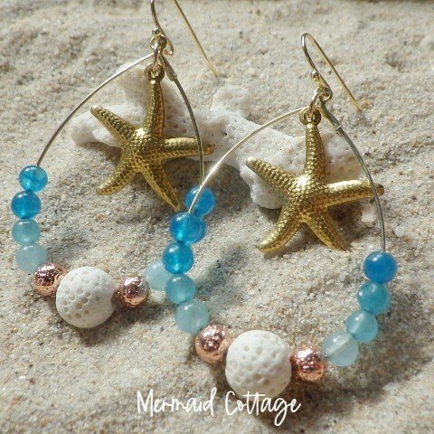 Starfish Blue Ocean Diffuser Earrings ☆アロマピアス・イヤリング