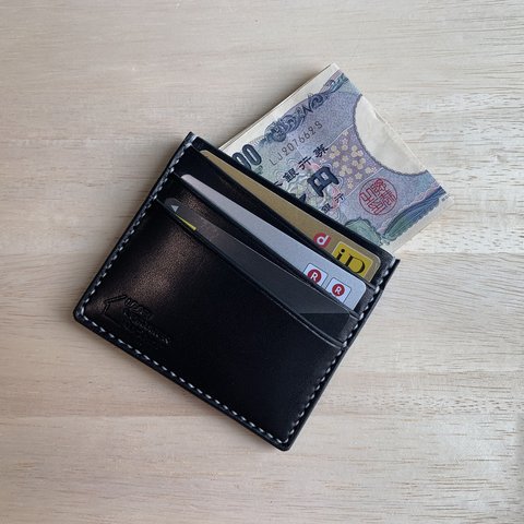 【新作】【選べる革とステッチ】紙幣も入るカードケース　ミニマル財布【名入れ無料】