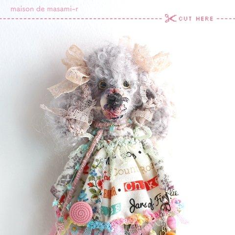 プードル シルバーのミニぬいぐるみ 13cm バックチャーム付き Poodle Silver