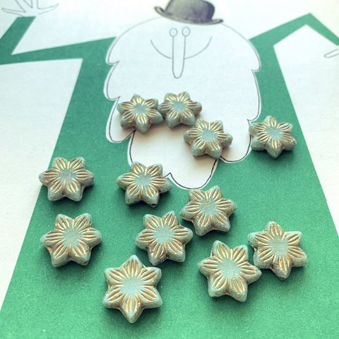 【2コセット】JIRI＊IVANA#czech beads#チェコビーズstar16㍉flower mint/bronze