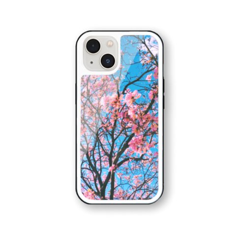 桜 85  強化ガラス iPhoneケース さくら　iPhone15 iPhone14 iPhone13 iPhone12 iPhone11 iPhoneSE2  iPhoneSE3