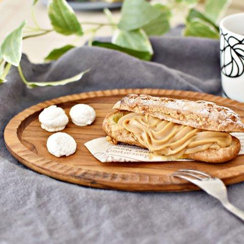 木のお皿 リムプレート 楕円 （木製 チーク 手彫り 天然 無垢 北欧 オシャレ カフェ ケーキ皿 パン皿）