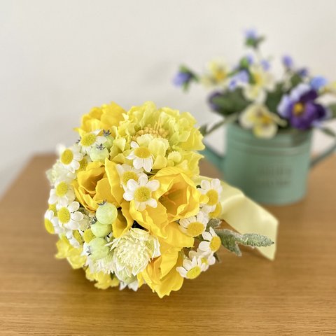 黄色いブーケ 🌼 優しい色合い 💐 笑顔になれるふんわり花束 ❇︎ 