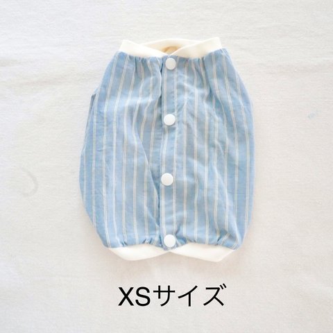 [犬服] XSサイズ 完成品 チワワ　　　　　　　　　　　ストライプ柄 ふんわりスモック 背中開き　