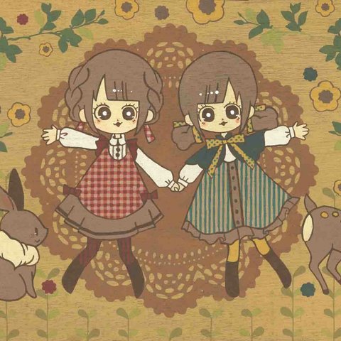 イラスト原画◆森の双子ちゃん