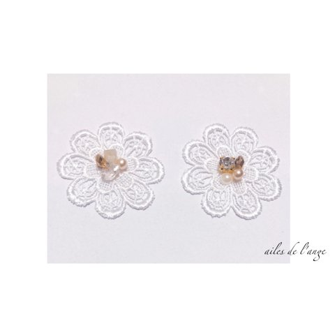 no.406 - laceknitting flower ＊ rhinestone pi/ea