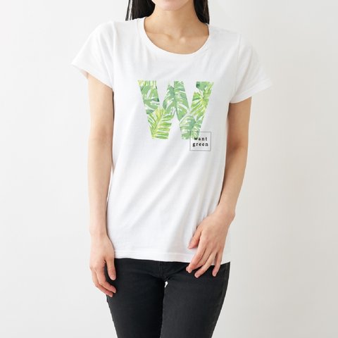 want green プリントTシャツ ホワイト