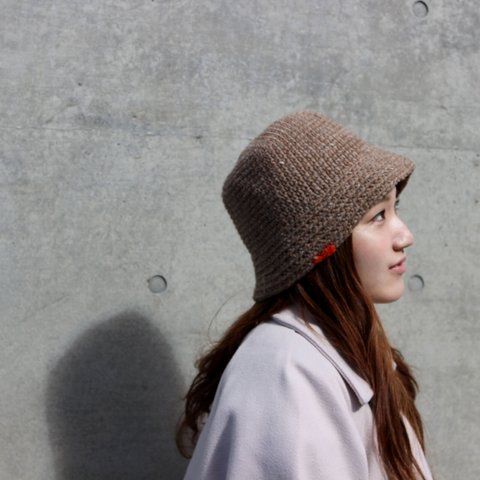 【手編みキット】 ロービングバケットハット / Brown (glittknit-14)