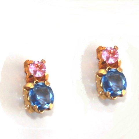 - color - Pink Sapphire & Blue Sapphire Earrings