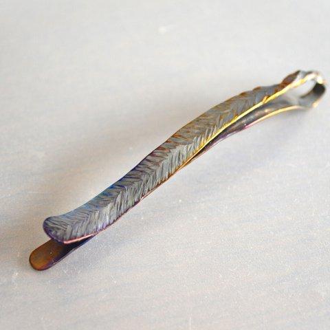 Titanium hairpin・飾り羽のチタンヘアピン７８mm