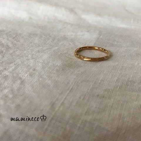 11.5号サイズ ステンレス製 イエローゴールドカラー リング 指輪