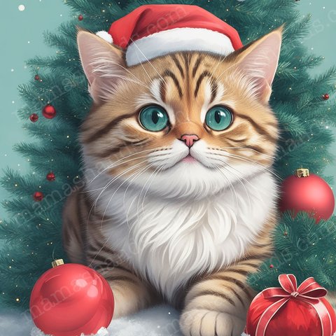 可愛い クリスマス 猫 のイラスト アート（デジタルコンテンツ ダウンロード販売）