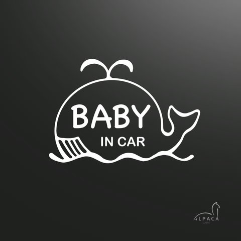 Baby in car☆くじら【練習用ステッカー付】ベビーインカー　オリジナルステッカー　カーサイン